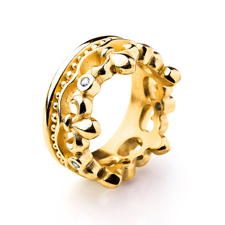 Lilienkönigin Kronenring mit weißem Saphir