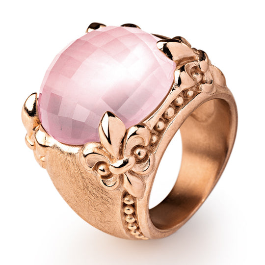 Lilienkönigin großer Lilien Ring mit Rosenquarz