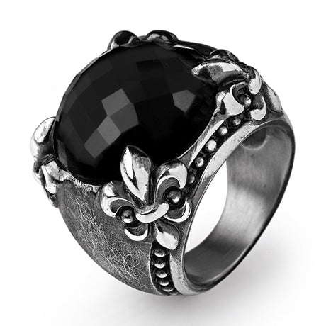 Lilienkönigin großer Lilien Ring mit Onyx