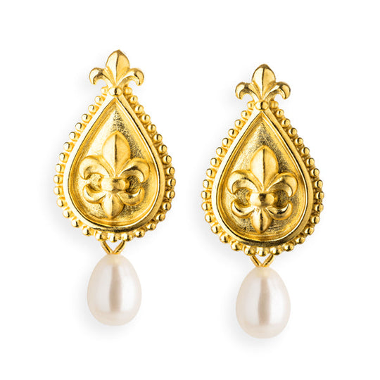 Lilienkönigin große Ohrhänger mit Lilie und Süßwasserperle