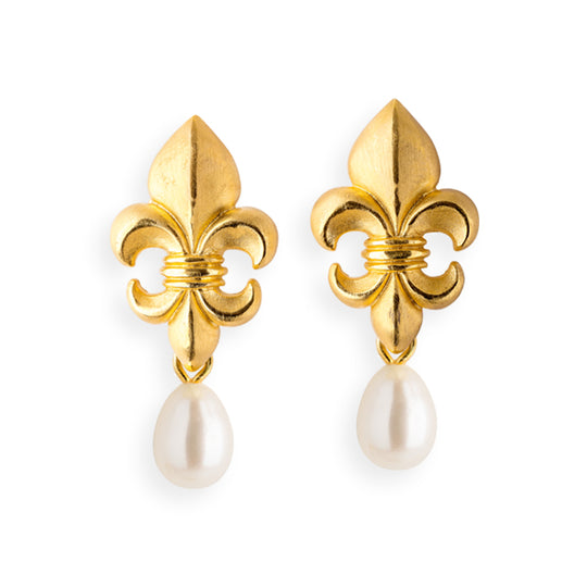 Lilienkönigin große Clipohrstecker mit Süßwasserperle