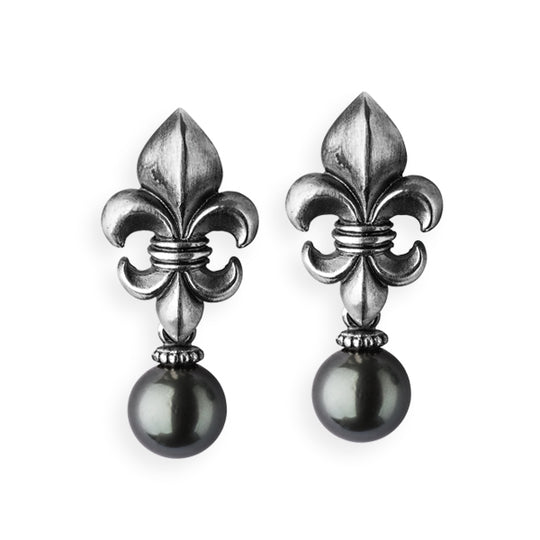 Lilienkönigin große Clipohrstecker mit Tahitiperle