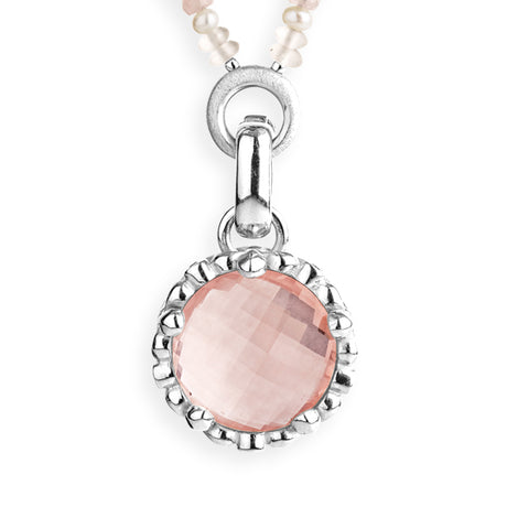 Lilienkönigin großer Kronen Anhänger mit Rosenquarz pink Saphir und Klappöse