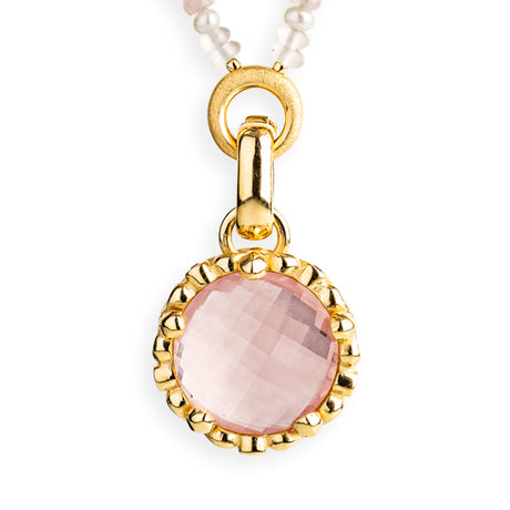 Lilienkönigin großer Kronen Anhänger mit Rosenquarz pink Saphir und Klappöse