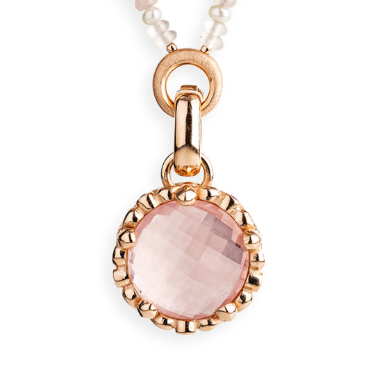 Lilienkönigin großer Kronen Anhänger mit Rosenquarz pink Saphir und Klappöse