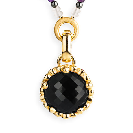 Lilienkönigin großer Kronen Anhänger mit Onyx und Klappöse
