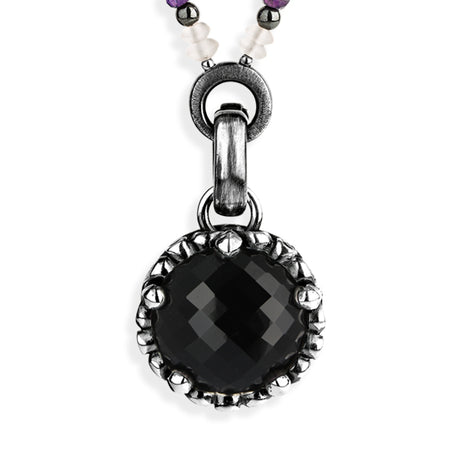 Lilienkönigin großer Kronen Anhänger mit Onyx und Klappöse