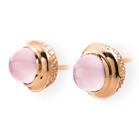 Long kleine Ohrstecker mit Rosenquarz