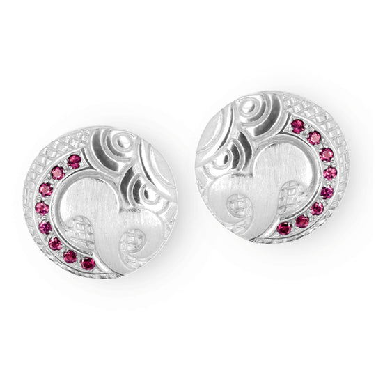 Long große Ohrclipstecker mit Rhodolithpavée