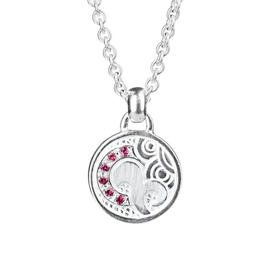 Long kleiner Münz Anhänger mit Rhodolithpavée