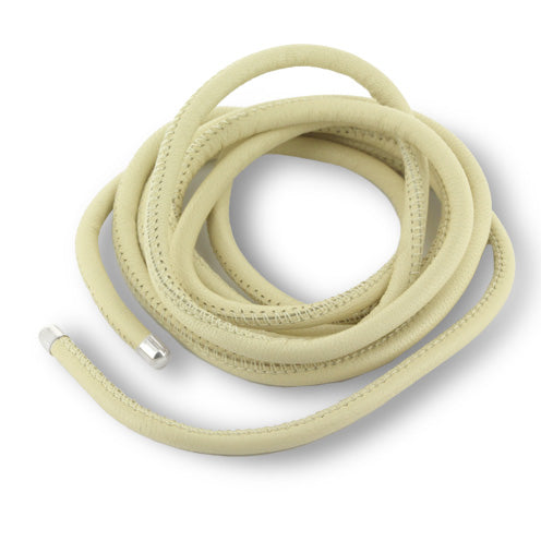 Lederband creme 4 mm mit Endkappen in der Länge 130 cm