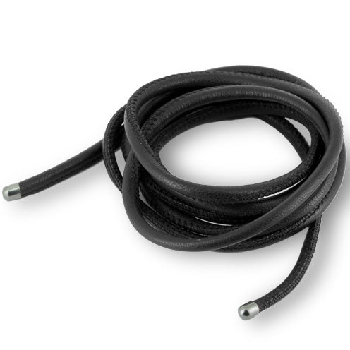 Lederband schwarz 4 mm mit Endkappen in der Länge 130 cm