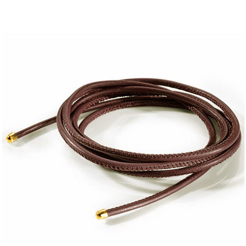 Lederband dunkelbraun 2,5 mm mit Endkappen in der Länge 130 cm