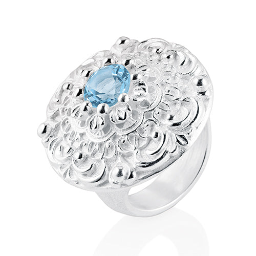 Queen Lisbeth großer Ornament Ring mit Topas.