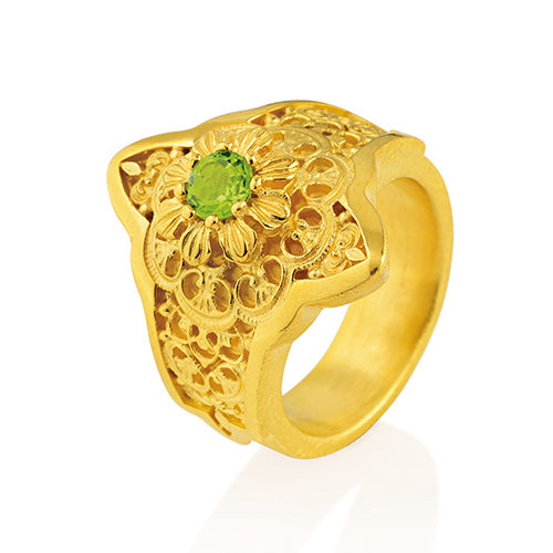 Queen Lisbeth mittlerer Ornament Ring mit Peridot