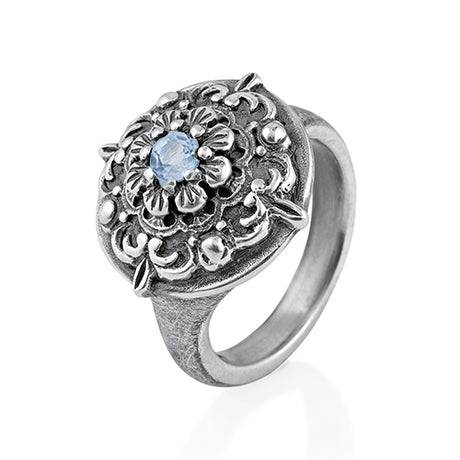 Queen Lisbeth kleiner Ornament Ring mit Topas