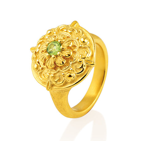 Queen Lisbeth kleiner Ornament Ring mit facettiertem Peridot