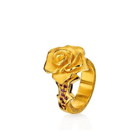 Rose of Antoine kleiner Ring mit Rose und Rhodolithpavée