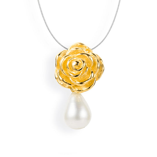 Rosenregen kleiner Rosen Anhänger mit Süßwasserperle