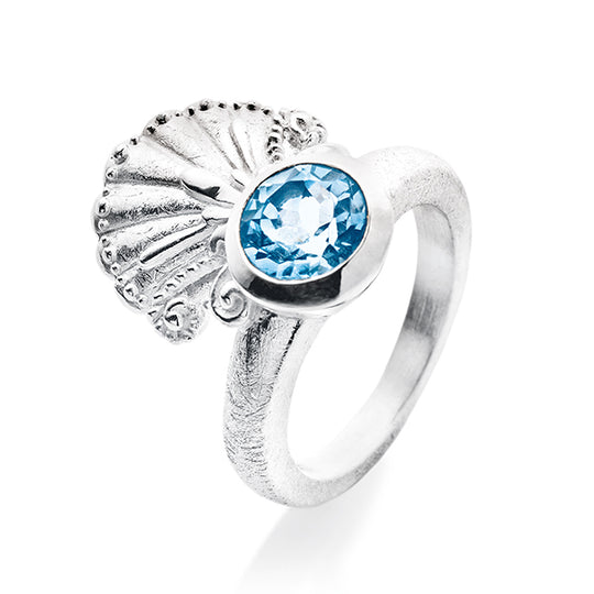 Strandgut kleiner Muschel Ring mit Topas