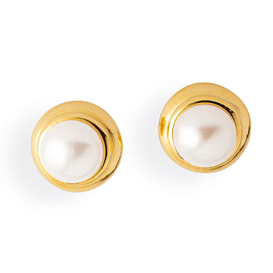 Strandgut kleine Ohrstecker mit Süßwasserperlbouton