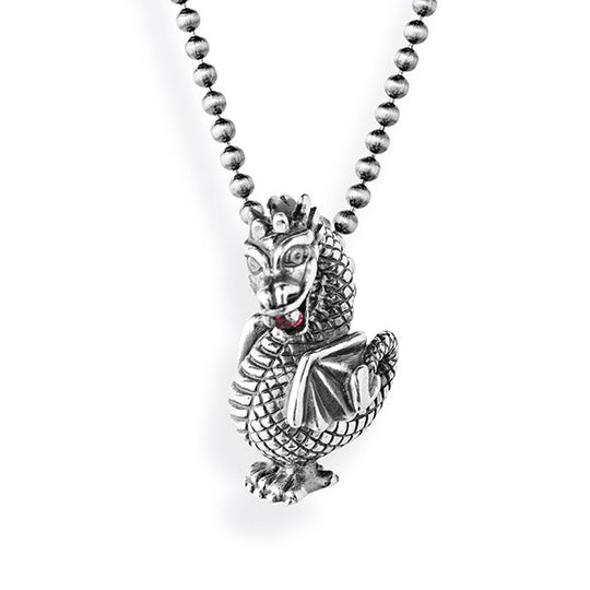 Von kleinen Unfreiheiten Drachen Anhänger mit Rhodolith