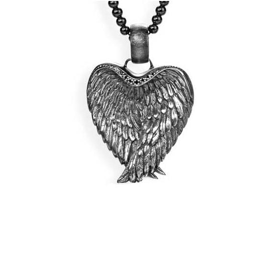 Angel by heart mittlerer Flügel Anhänger mit Bergkristallpavée