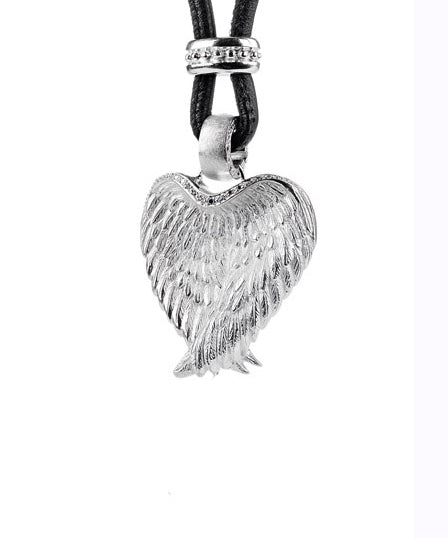 Angel by heart mittlerer Flügel Anhänger mit Bergkristallpavée