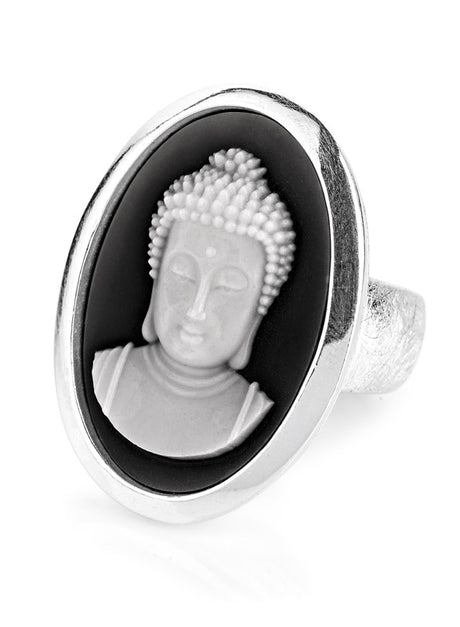 Alles ist Eins großer Ring mit Buddha Achatgemme
