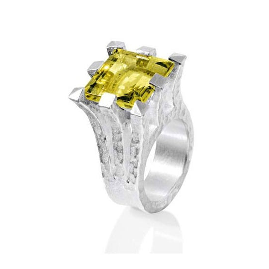 Burgen großer Ring mit Lemoncitrin