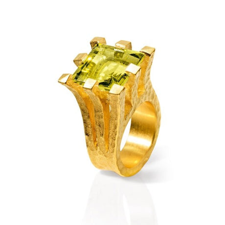Burgen großer Ring mit Lemoncitrin