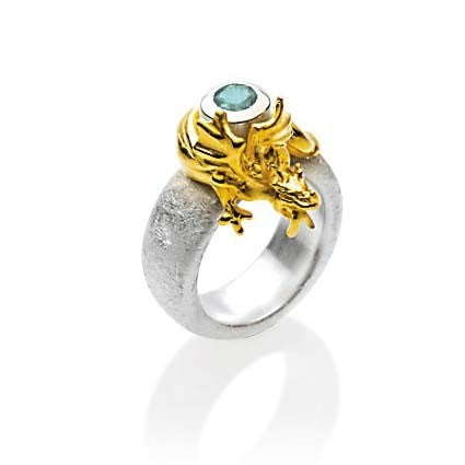 Dragonheart kleiner Ring mit Topas und Drachen