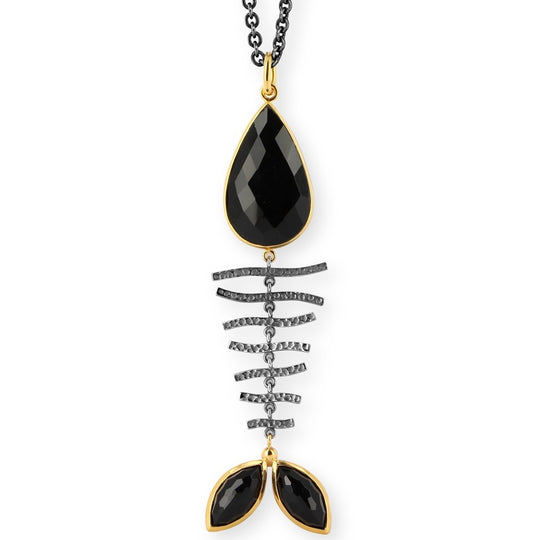 Fischli Anhänger Agatha mit facettiertem Onyx. Unikat.