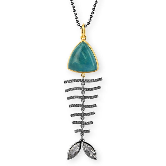 Fischli Anhänger Rahel mit Fluorit und Bergkristall. Unikat.