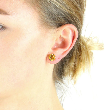 Froschkönig Kronen Ohrstecker mit facettiertem Citrin