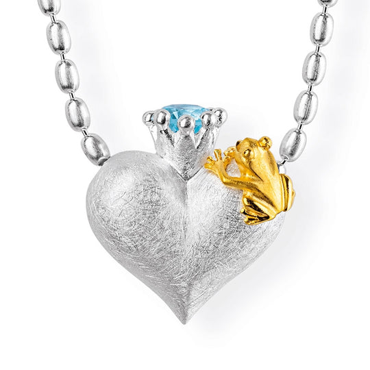 Froschkönig mittlerer Herz Anhänger mit Frosch und Topas