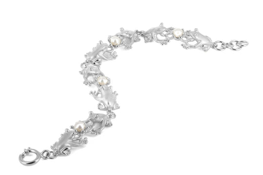 Froschkönig Armband mit Süßwasserperlen in der Länge 20 cm