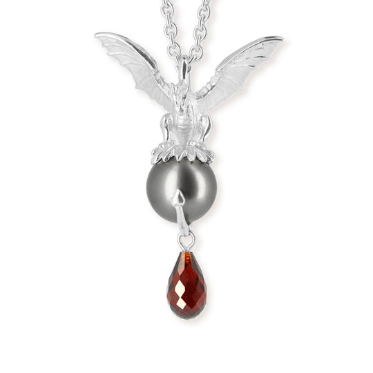 Dragonfly mittlerer Drachen Anhänger mit Tahitiperle und Granatpampel