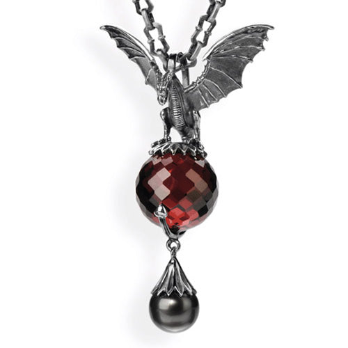 Dragonfly großer Drachen Anhänger mit Granatkugel und Tahitiperle