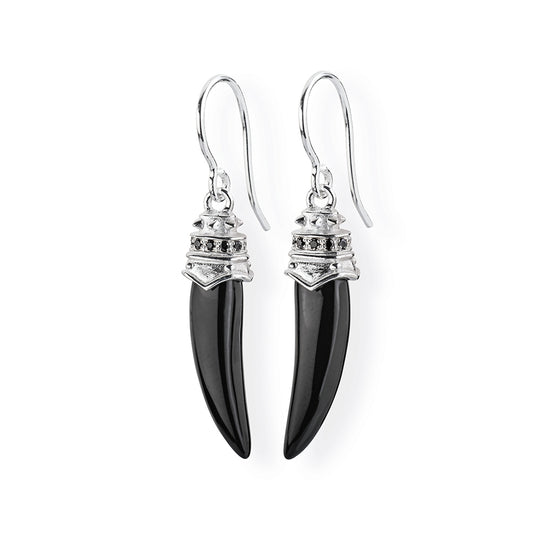 Ganesha Ohrhänger mit Elefantenzahn aus Onyx und Spinellpavée