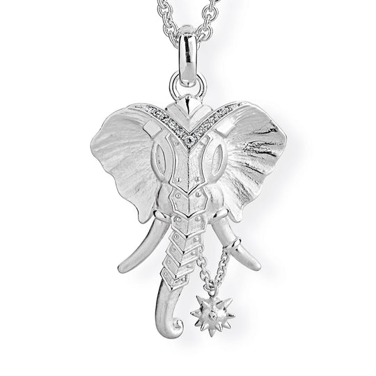 Ganesha großer Elefantenkopf Anhänger mit Klappöse und Bergkristallpavée