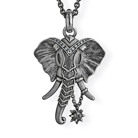 Ganesha großer Elefantenkopf Anhänger mit Klappöse und Bergkristallpavée