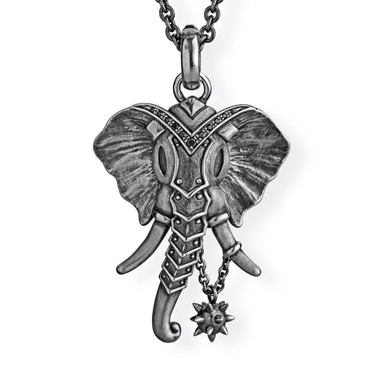 Ganesha großer Elefantenkopf Anhänger mit Klappöse und Spinellpavée