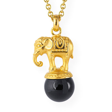 Ganesha mittlerer Elefanten Anhänger mit Onyxkugel