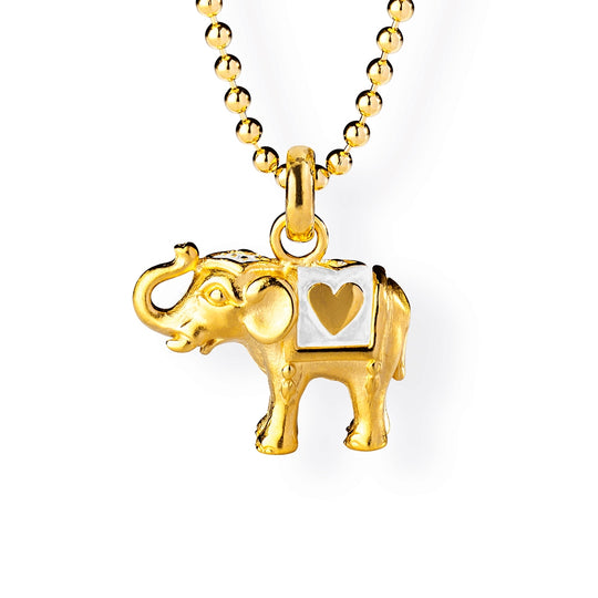 Ganesha, mittlerer Elefanten Anhänger mit Herz & Lack Weiß.