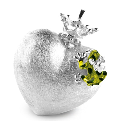 Giftpfeilfroschkönig großer Herz Anhänger mit grünem Brandlack