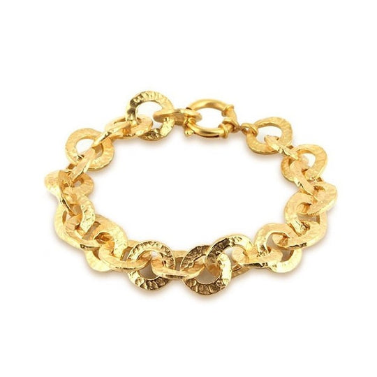 Hammerschlag massives handgearbeitetes Armband mit Schmuck Federring in der Länge 21 cm