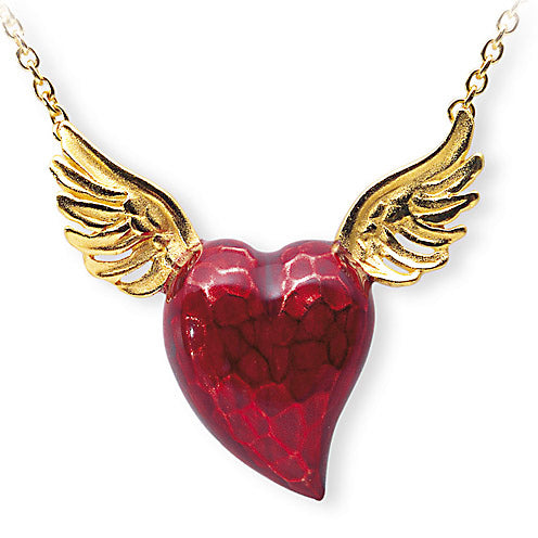 Flyingheart Collier Herz Anhänger mit rotem Brandlack inklusive Erbskette Länge 45 cm
