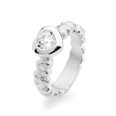 Heartbreaker Stone mini Ring mit Bergkristall Steinherz