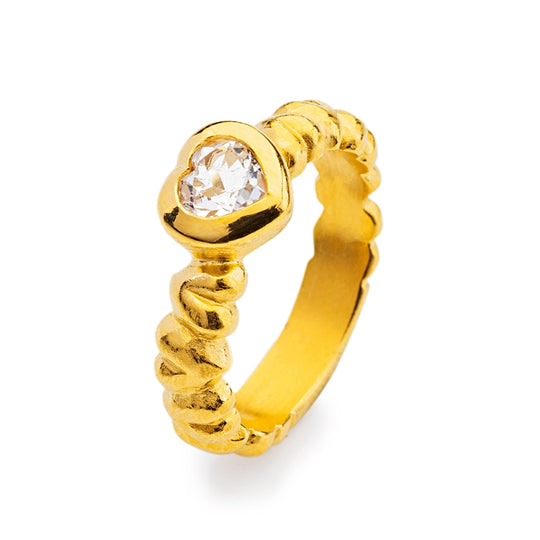 Heartbreaker Stone mini Ring mit Bergkristall Steinherz